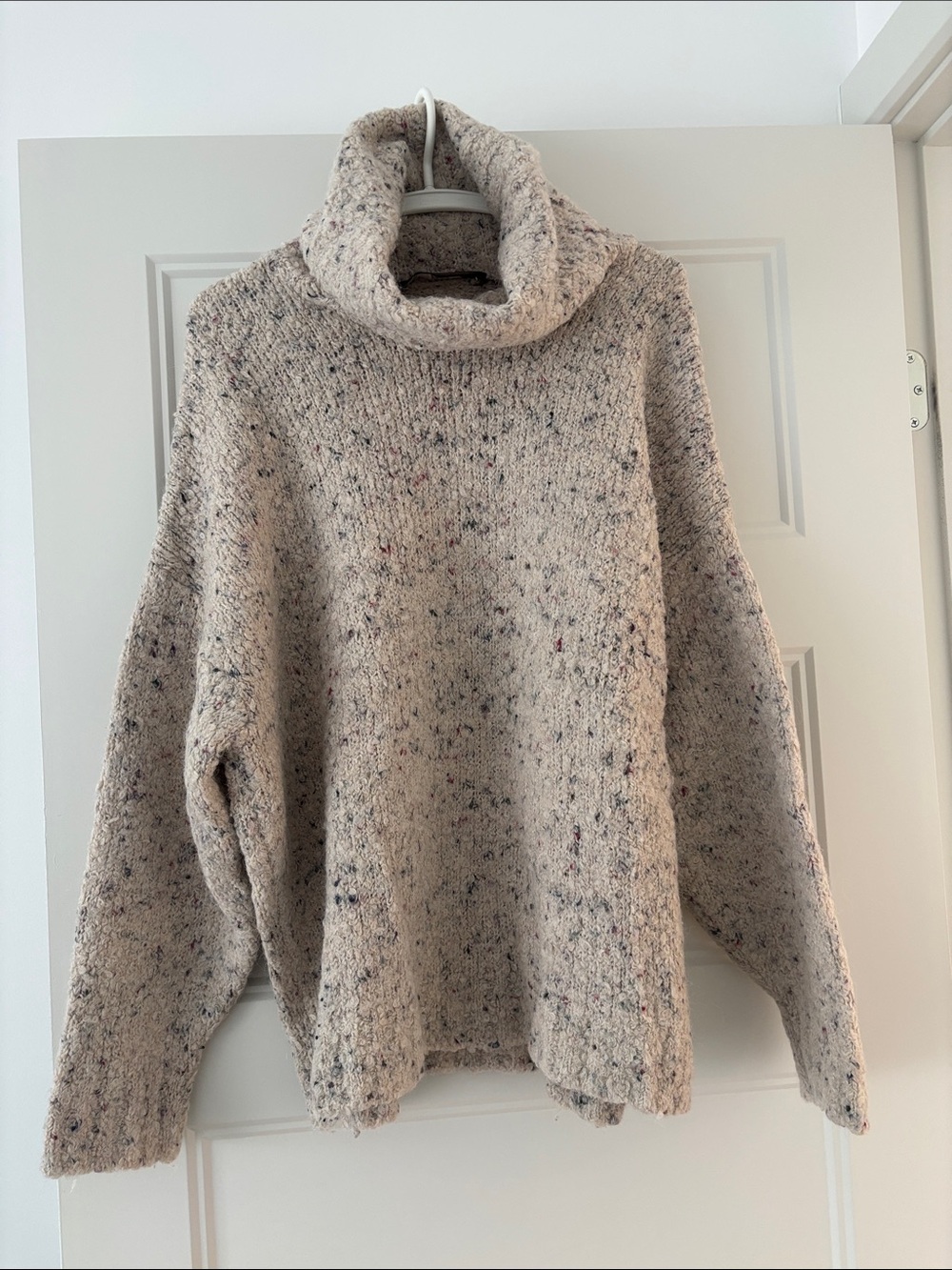 Zara Cream Speckled Turtleneck Sweater
